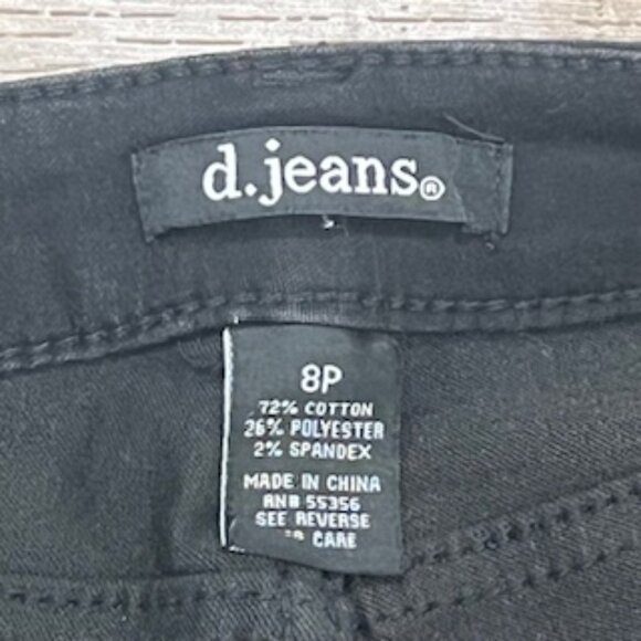 D. Jeans Black Mid Rise Jeans Women’s Size 8 Petite Button Ankle Detail - Picture 4 of 14